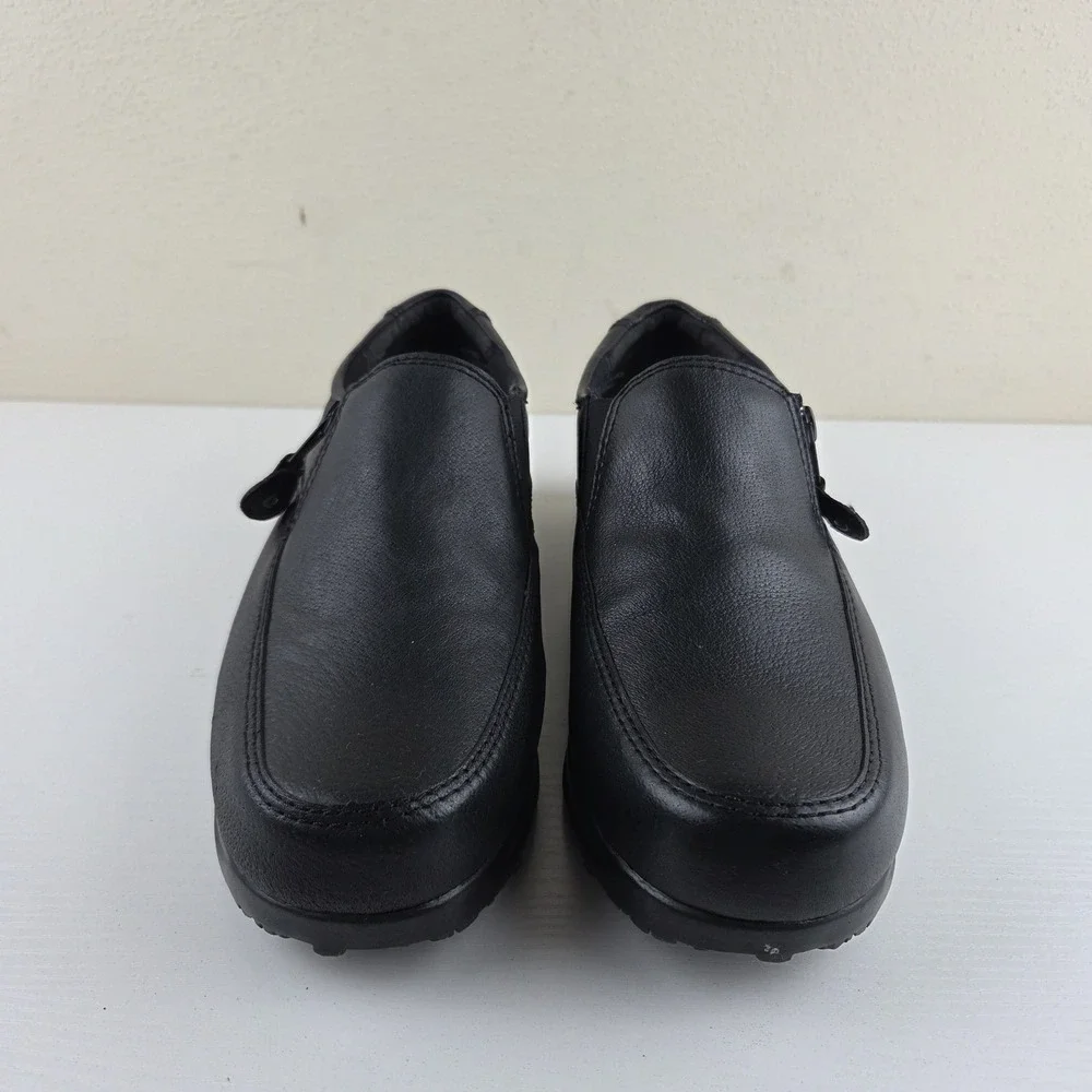 Dr. Scholl's Shoes Black Leather Double Air-Pillo Slip-On Zip Loafers Wmns 10 W